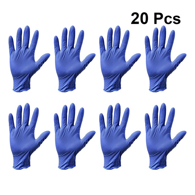 20 stuks wegwerp nitril handschoenen, resistente handschoenen niveau 5 handbeschermingshoes keukenhandschoenen maat m (blauw)