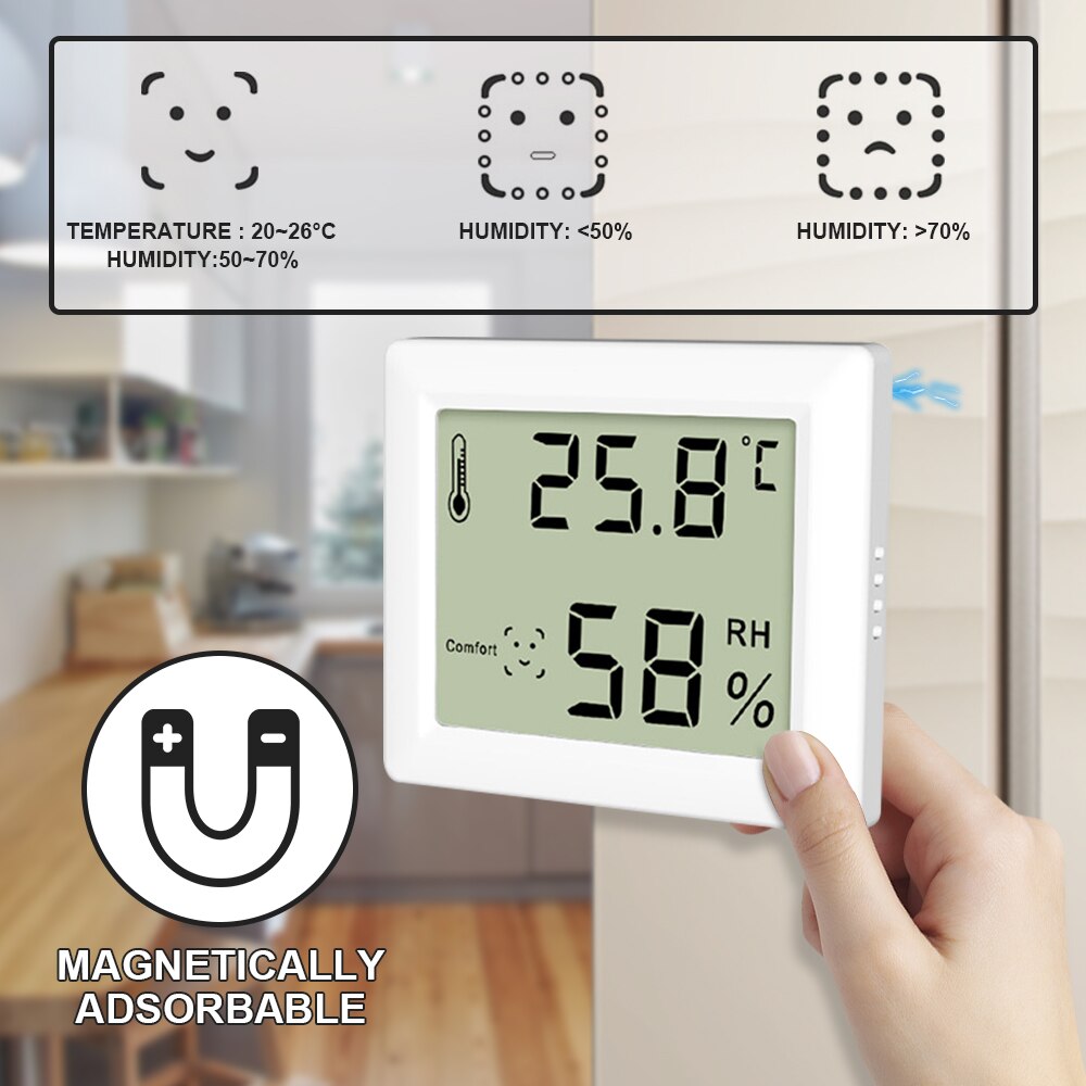 LCD Digital Thermometer Hygrometer Indoor Electronic Temperature Humidity Meter Multifunction Thermometer Sensor Weather Station
