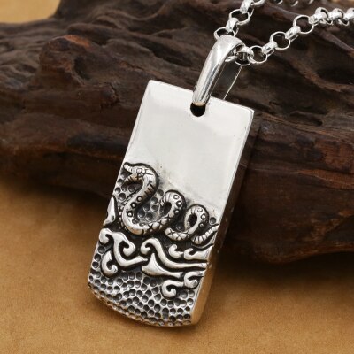 Handmade 100% 925 Sterling Silver the Chinese 12 Animal Pendant the Chinese Zodiac Pendant Good Luck Animal Amulet Pendant: Snake