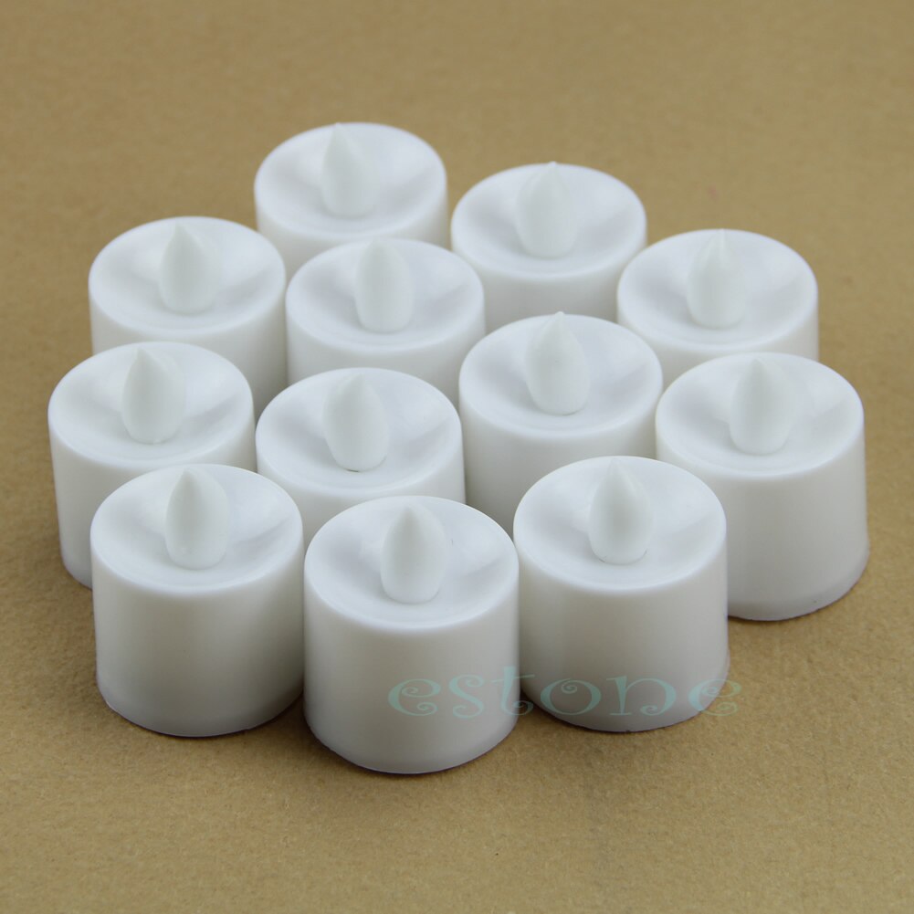 12 Flickering Flicker Light Flameless LED Tealight Tea Candles Wedding Light