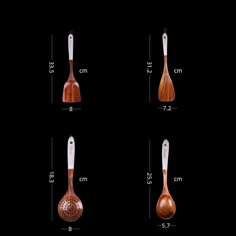 Laca de teca sencilla, utensilios de cocina coloridos, cocina de madera maciza, utensilios domésticos de cocina respetuosos con el medio ambiente