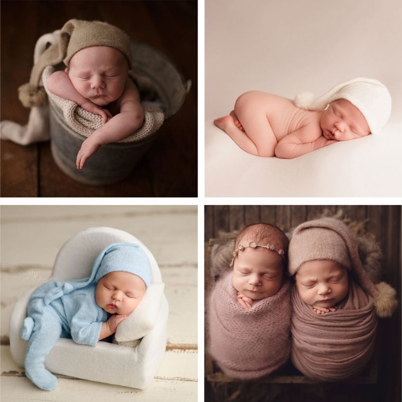 Nyfödd fotografering rekvisita hatt mössa propshoot för fotografering födda baby pojkar flickor tillbehör