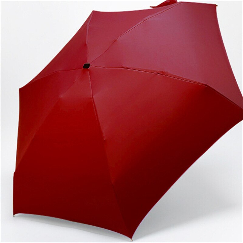 Solid Sun Rain Pocket Umbrella Anti UV Mini Folding Windproof Lightweight Travel Women: Red