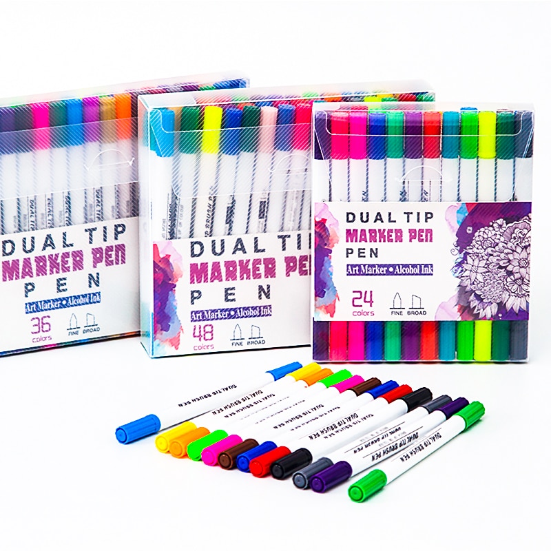 Dual Tips Permanente Alcohol Inkt Marker Pennen Art Markers Dual Head Markers, gekleurde Boetes Tip Markers Voor Art Tekening Schilderij