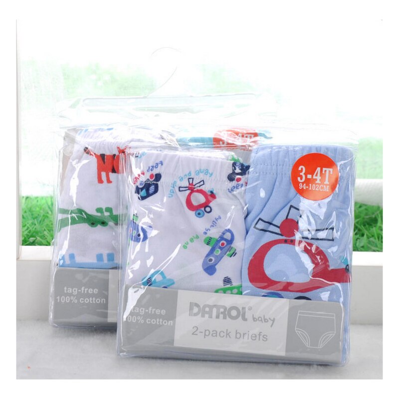 Calzoncillos bóxer de algodón 100% para niños, ropa interior de dibujos animados, 2 unids/lote