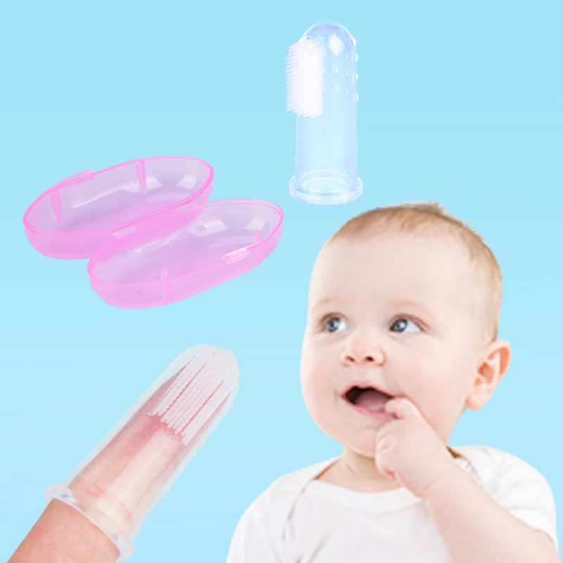 1/2 Pc Silicon Kinderen Tandenborstel Vinger Baby Tandenborstel Bladverliezende Tandenborstel Voor Baby Zachte Tanden Clear Baby Borstel met Doos
