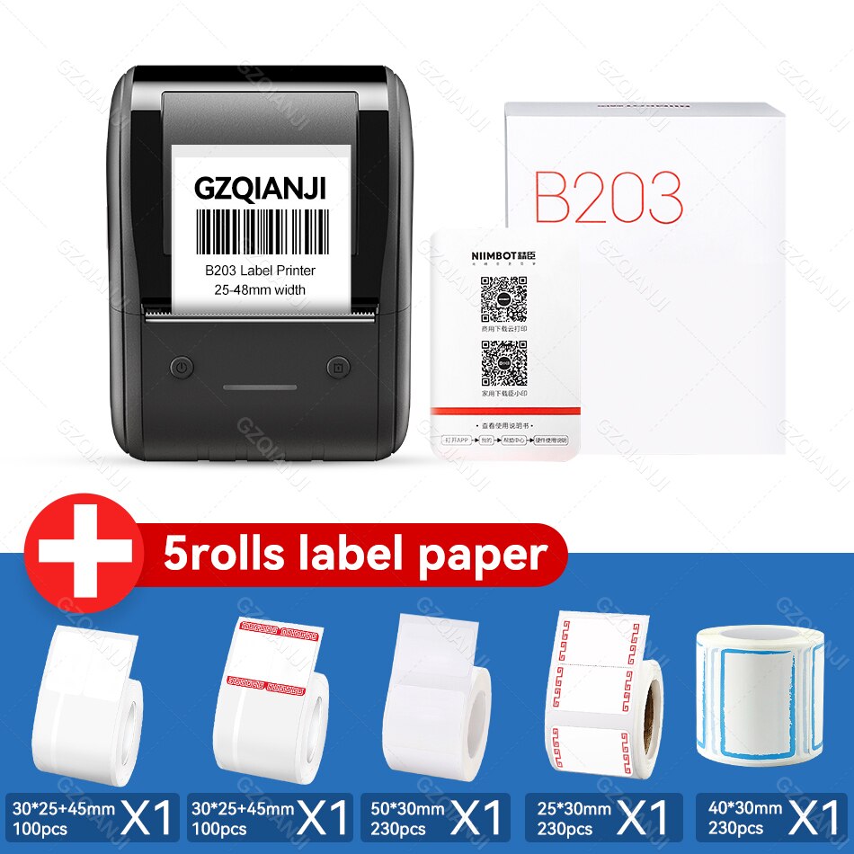 B203 Draagbare Handheld Thermische Label Maker Mini Barcode Qr Code Sticker Papier Kleur Rolls Sticker Kabel Tag Printer Niimbot