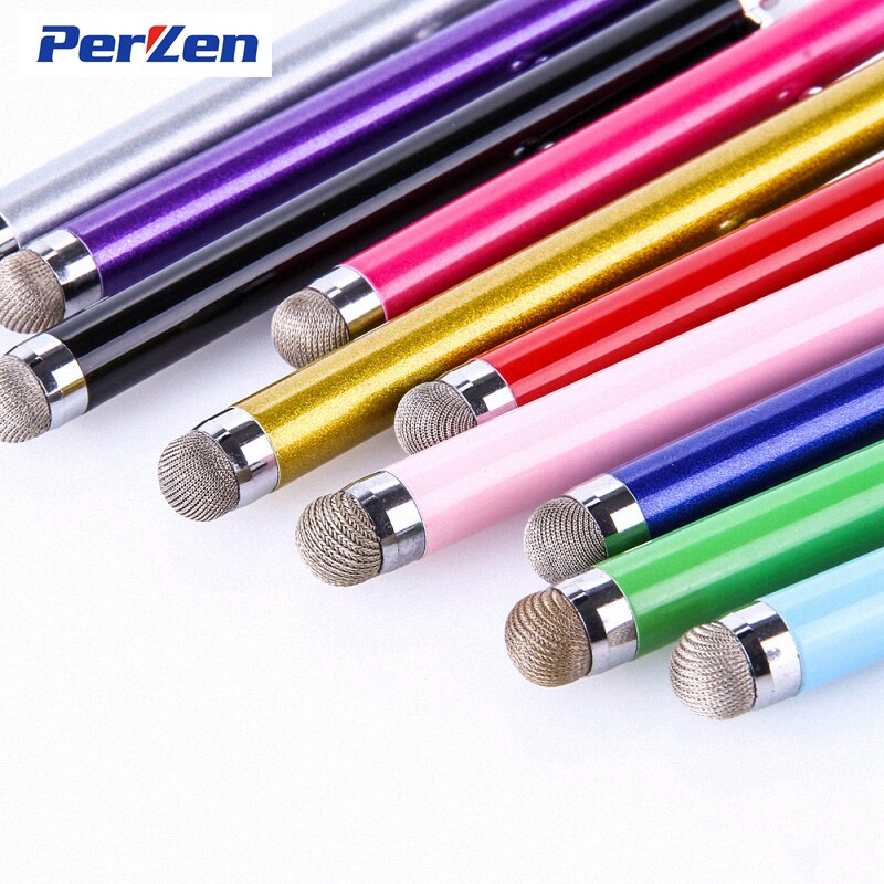 10 stks/pak Metalen Capacitieve Touch Pen Stylus Screen Fiber Capacitieve Doek Voor Telefoon Tablet Laptop + Zip Bag