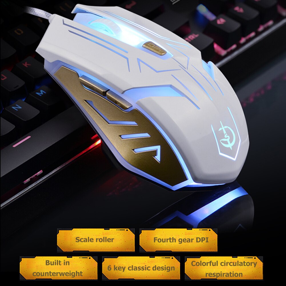 G300 Gaming Mouse Set USB Wired 3200 DPI Adjustable Backlight Optical Mice Household Computer Accessories for PC
