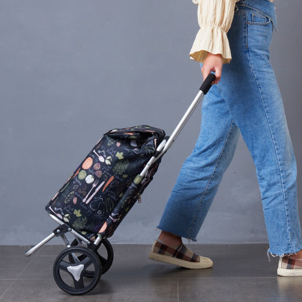 B-LIFE Folding Stair Climber Trolley Dolly Cart Groceries-Portable Shopping Bag for Old People Hand Truck with Wheels Waterproof