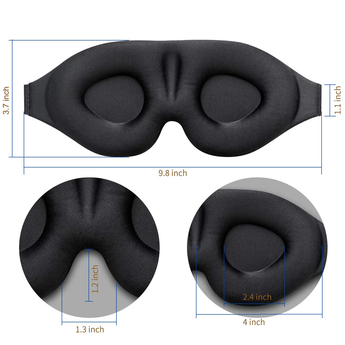 Mascarilla para dormir con copa contorneada en 3D, venda para los ojos, cóncava moldeada, mascarilla para dormir nocturna, bloquea la luz con mujeres y hombres