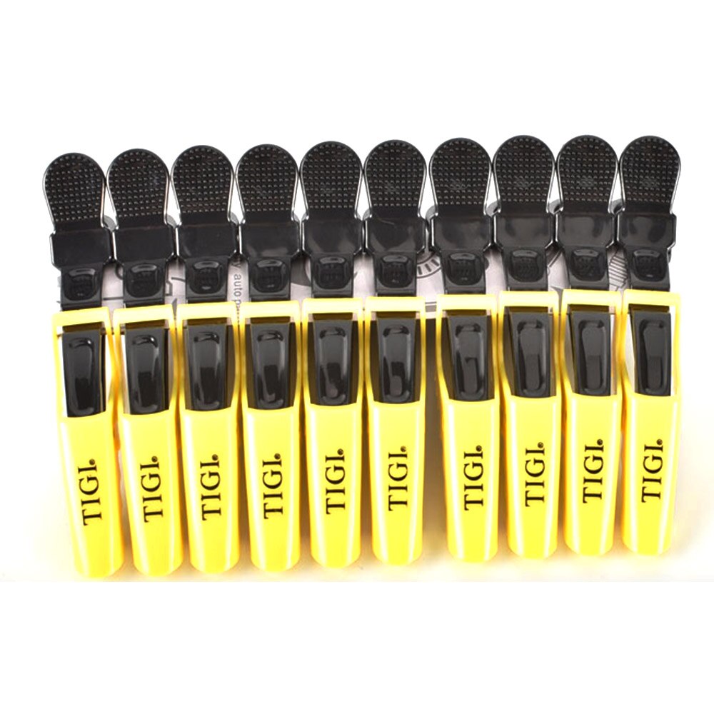 Pinzas de pelo de cocodrilo profesionales para mujer, horquillas, pinzas para el pelo, herramientas de estilismo de salón, 10 unids/lote: Yellow