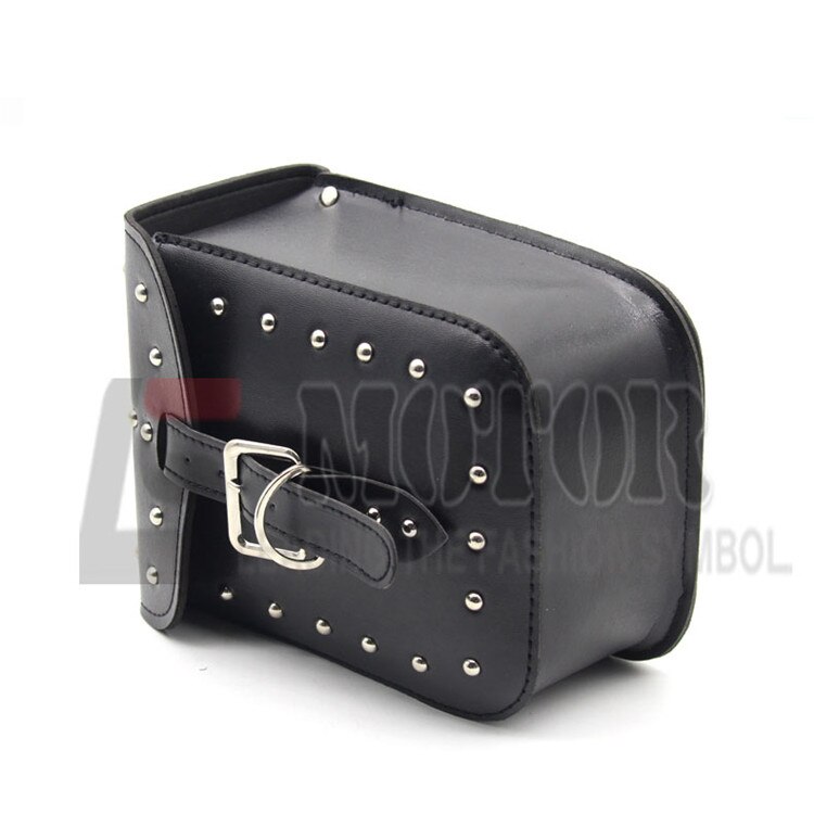 1 stk sort brun pu sadeltaske læder motorcykel sadeltasker motorcykel sidebagage til harley davidson cruise rivet moto taske: Sort