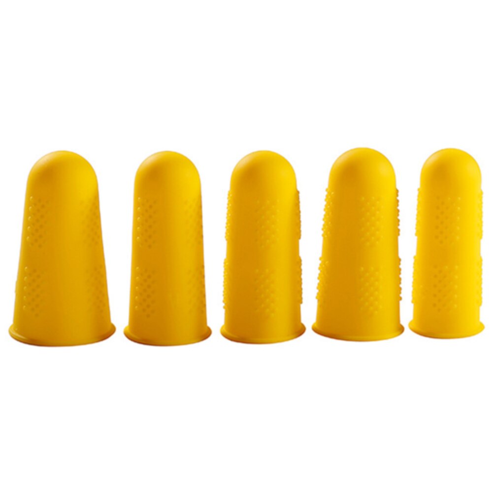 3/5Pcs Plaat Multicolor Caps Duurzaam Effen Siliconen Elasticiteit Thuisgebruik Anti-Slip Vinger Beschermers Hoge Temperatuur slip: Yellow / 5pcs