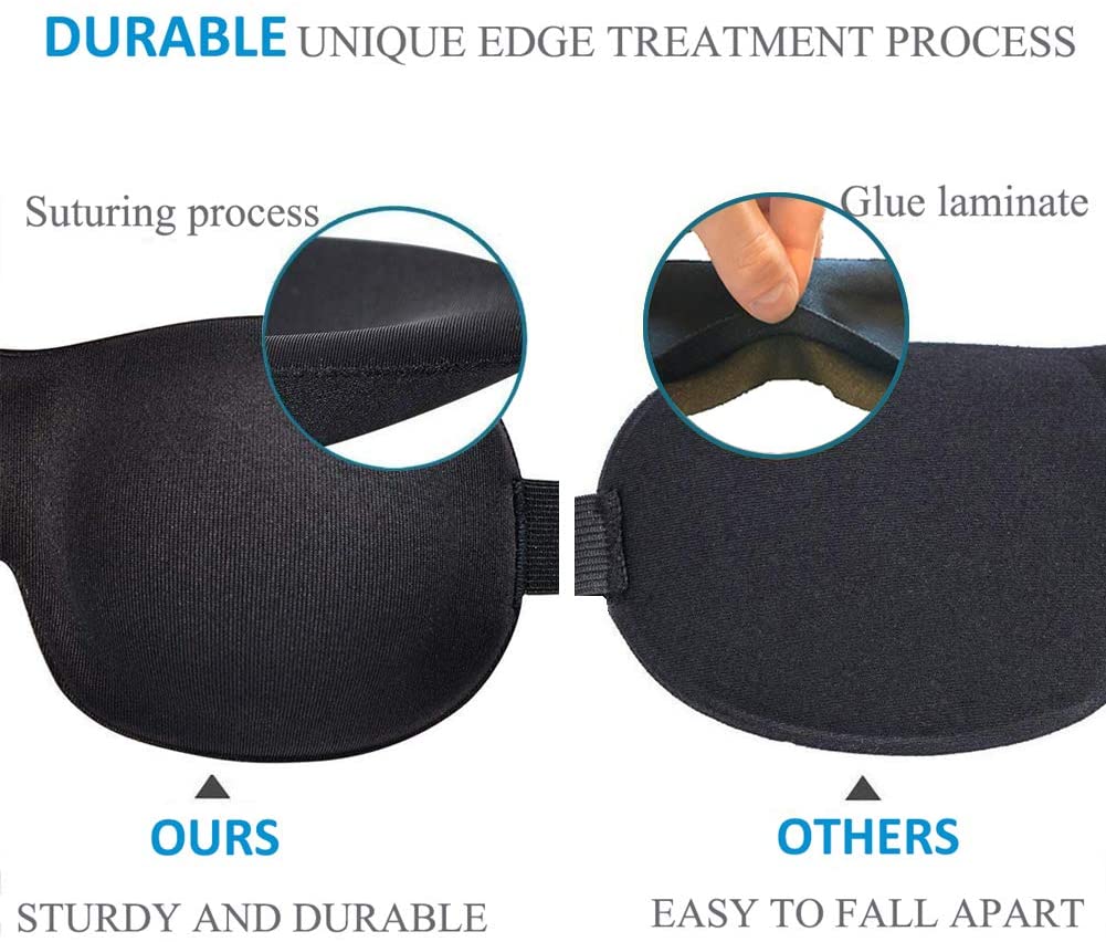 Máscara para dormir mejorada, máscara para ojos opaca contorneada 3D para dormir con correa ajustable, venda para los ojos nocturna suave para siestas