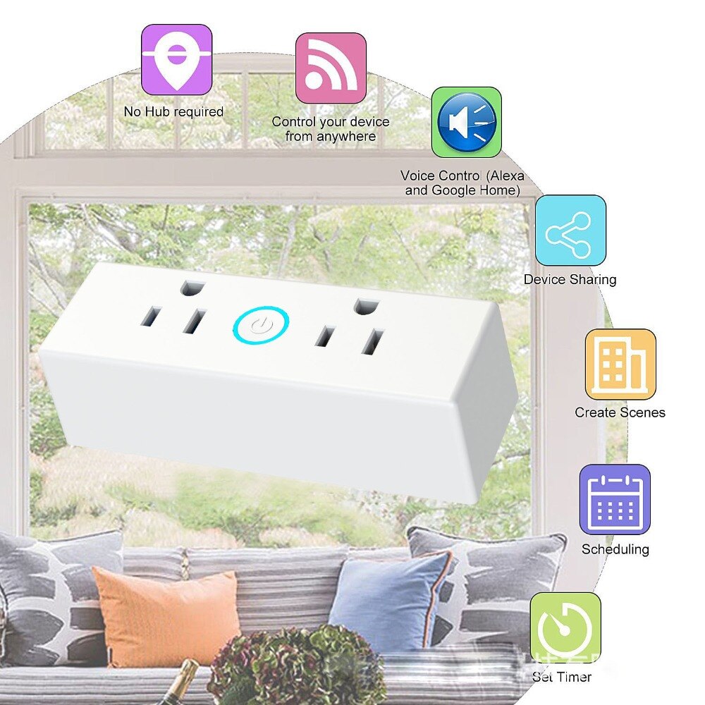 Prise intelligente standard américaine, ST20 One divisée en deux, 2 sorties DC, prise US pour application wifi, synchronisation ALEXA voice US