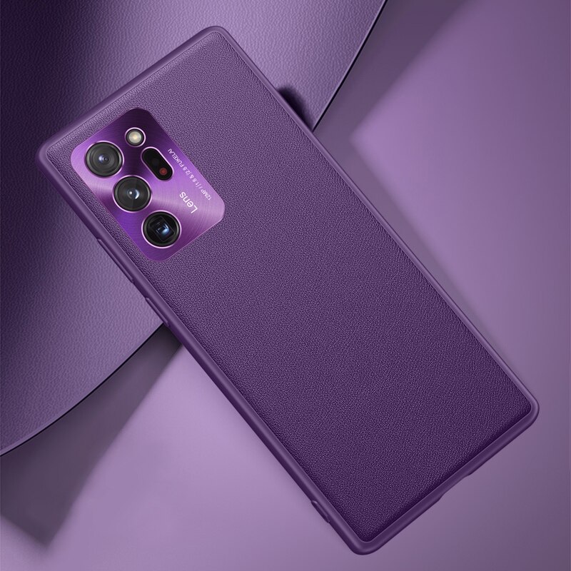 Capa de couro para samsung note 20 ultra macio vegan couro capa dura caso de telefone para samsung galaxy note 20 ultra s20 fe casos: Note 20 / Cosmic Purple