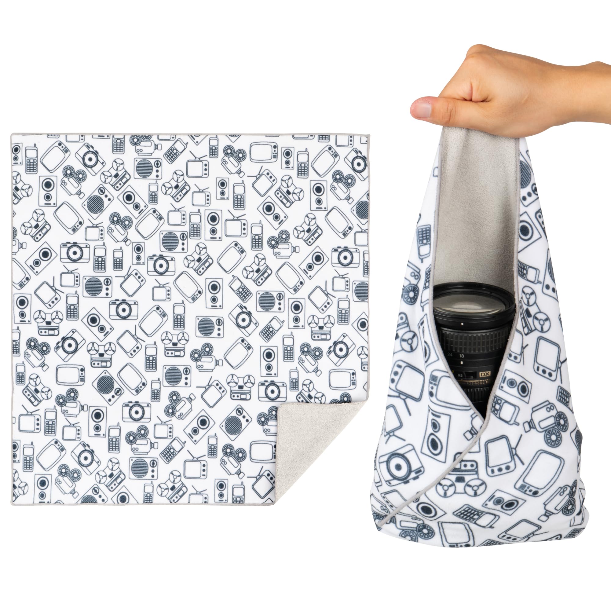 35CM Camera Bag Magic Self-Adhesive Cloth Camera Cover Protective Wrap Cloth Lens Protective Storage Bag Portable Cosmetic Bag: Lavender
