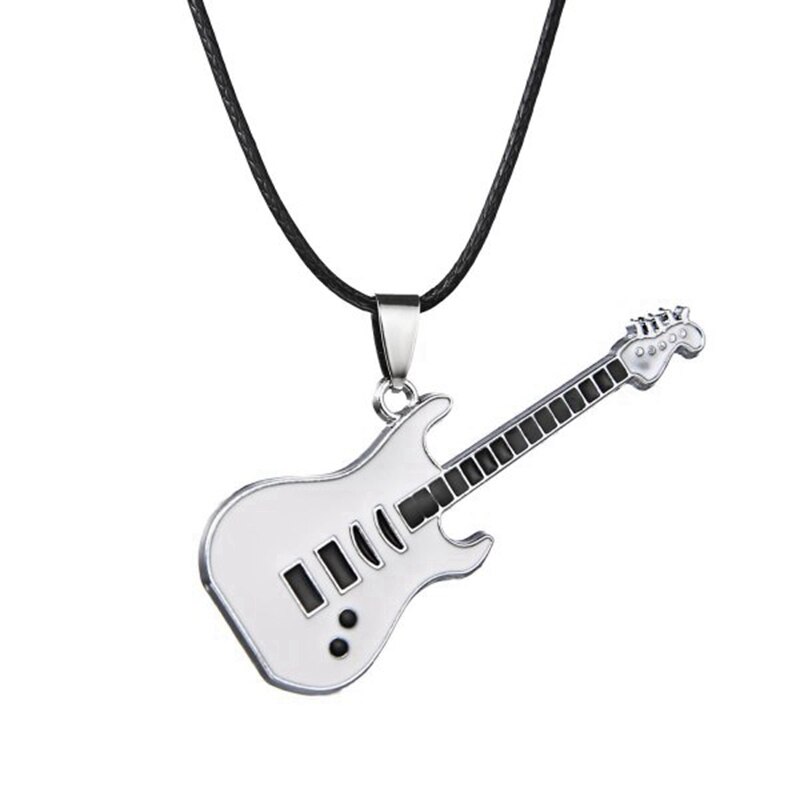 Collar de guitarra de para hombres y mujeres, Gargantilla con colgante de violín, cadena de cuerda de cuero de acero inoxidable, joyería para niños, para parejas de: 3