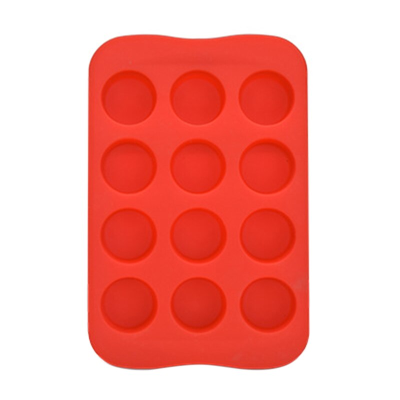 Ice Cube Tray Food Grade Silicone Mold Chocolate Mould 12 Grids Soft Ice Maker Jelly Pudding Mould Ice Cube Maker: Red-A