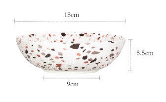 Terrazzo Diner Borden Dessert Gerechten Kom Servies Sets Retro Matte Geglazuurd Huishoudelijke Keuken Benodigdheden: 180mm