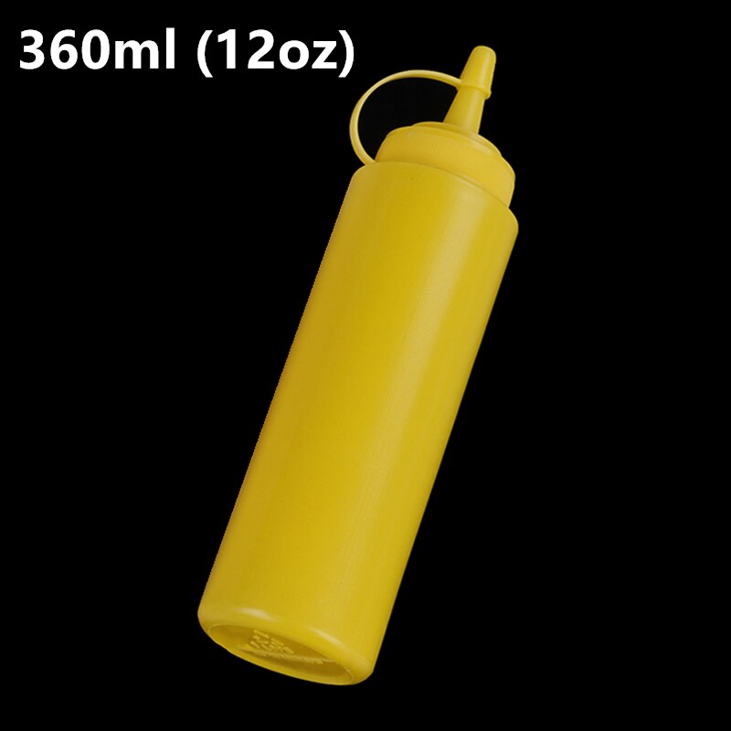 5/7/8/12Oz Saus Azijn Olie Ketchup Jus Cruet Keuken Accessoires Juskom Plastic Kruiderij dispenser Squeeze Fles: 360ml-yellow