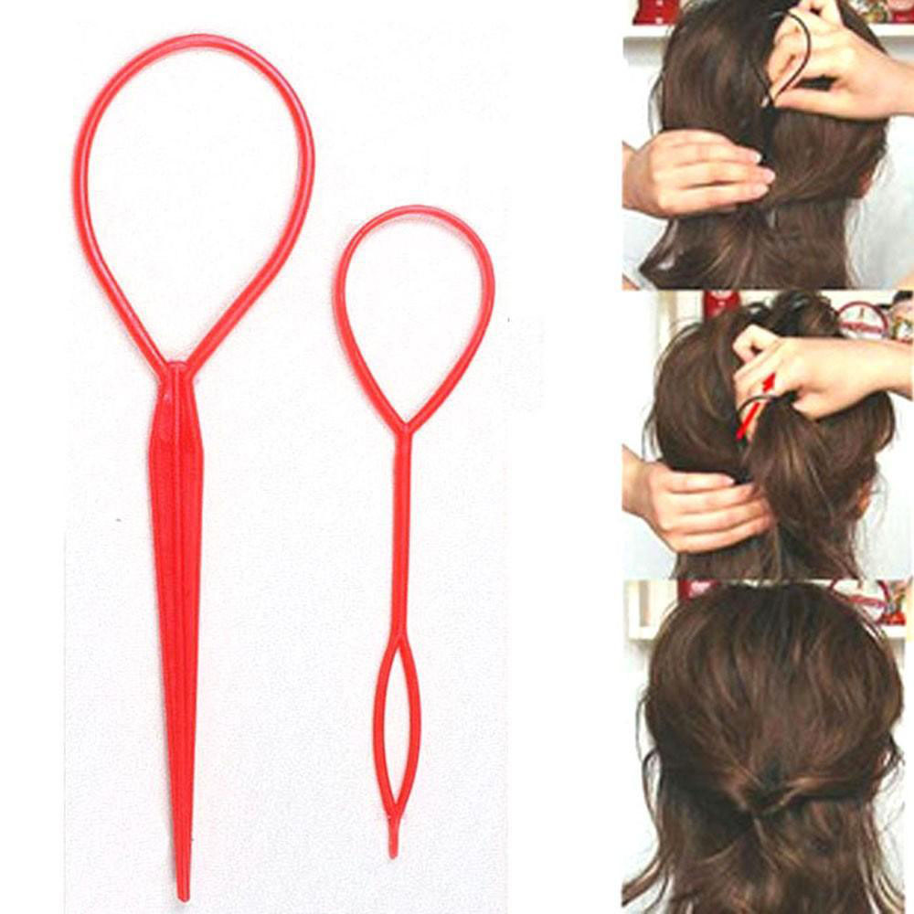 Popular 2pcs Ponytail Creator Plastic Loop Styling Tools Black Topsy Pony topsy Tail Clip Hair Braid Maker Styling Tool