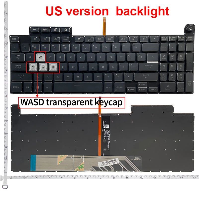 Yhdysvaltain taustavalaistu näppäimistö asus tuf gaming  f15 fx507zr fa507 fa507r fx707 fx517 ga507 -vaihtonäppäimistöille 6913 us 00 v210846 ds 1: Musta