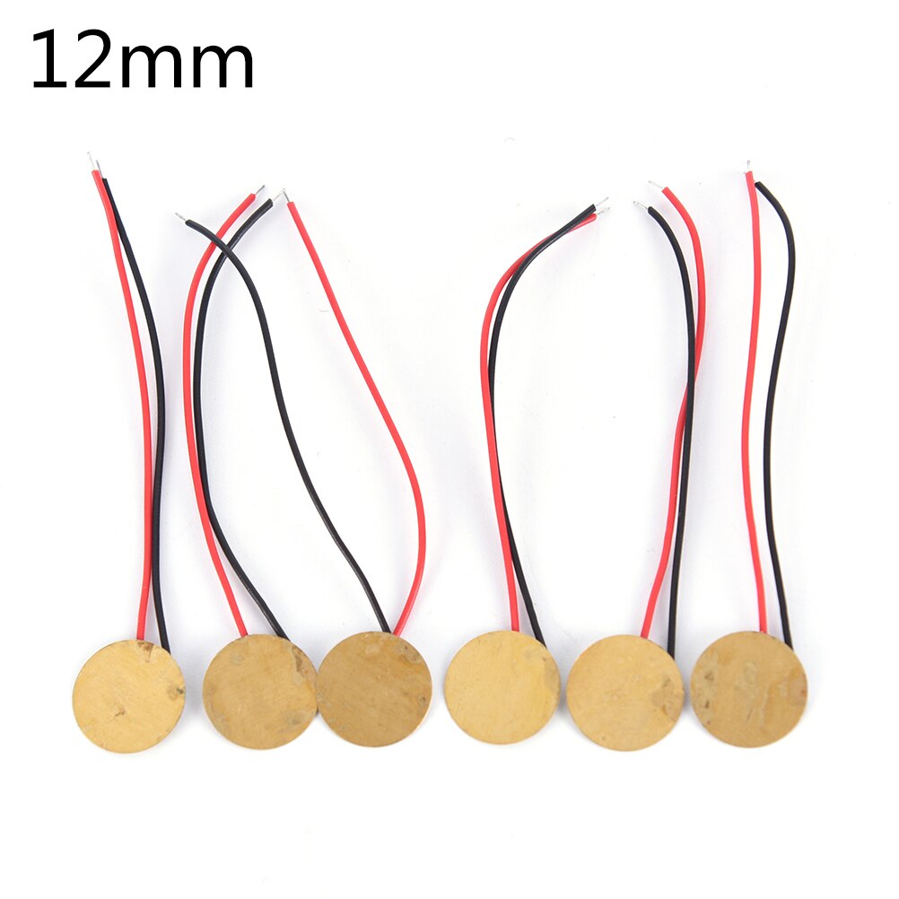 6 Pcs 12/15mm Pickup Piezo Disc Elements with 10cm (4") Leads Cigar Box Guitar Pickup Repair Luthier Tool: 12mm