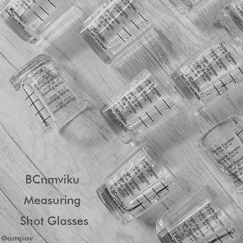 2pcs/set 2 oz 60m Square Espresso Shot Glasses Transparent Thickened Double Wall Ounce Cup 60ml Measuring Scales Coffee Cup