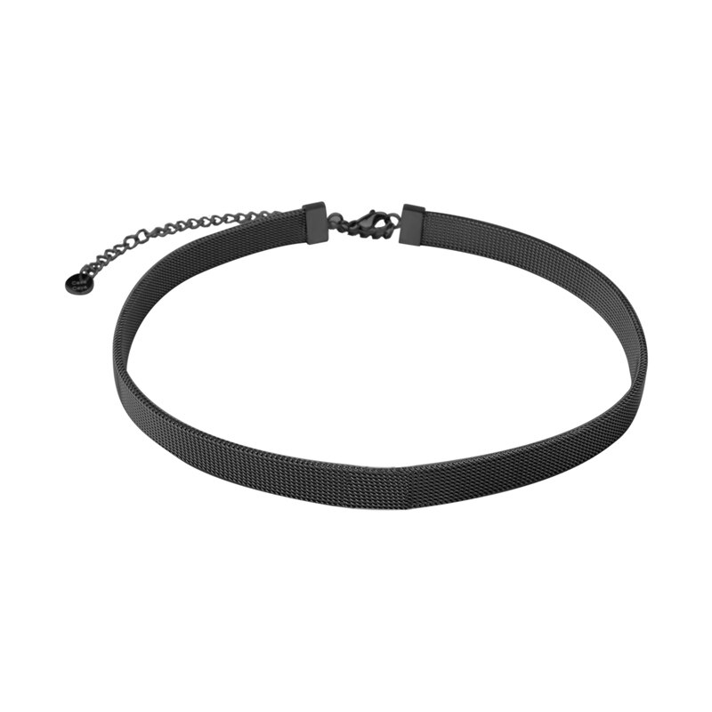 FINE4U N534 Stainless Steel Choker Necklace Adjustable Mesh Belt Necklace For Women Teen Girls DIY Jewelry Making: Black