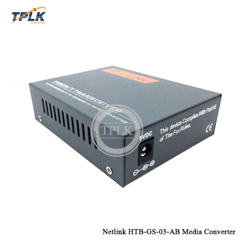 1Pair Gigabit Fiber Optical Media Converter Netlink HTB-GS-03 A/B 20km SC Port External Power Supply SM SingleFiber 1000Mbps