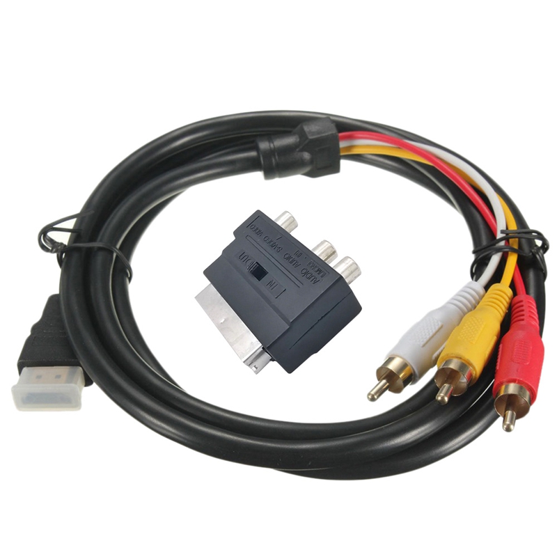 Scart Adapter Plug Connector 21P Adapter Scart Naar Av 3RCA Met Schakelaar Converter: Default Title