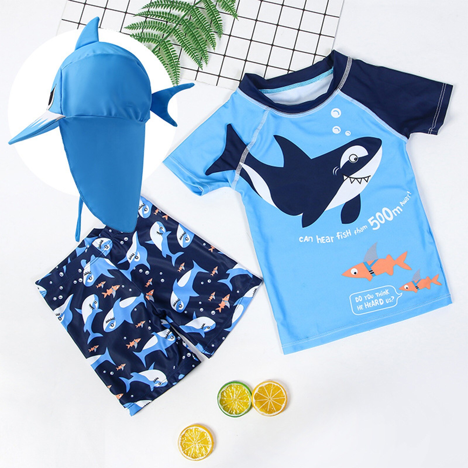 Zomer Stijl Peuter Baby Kids Jongens Cartoon Brief Shark + Shorts + Hoed Badmode Badpak Set Купальник Детский