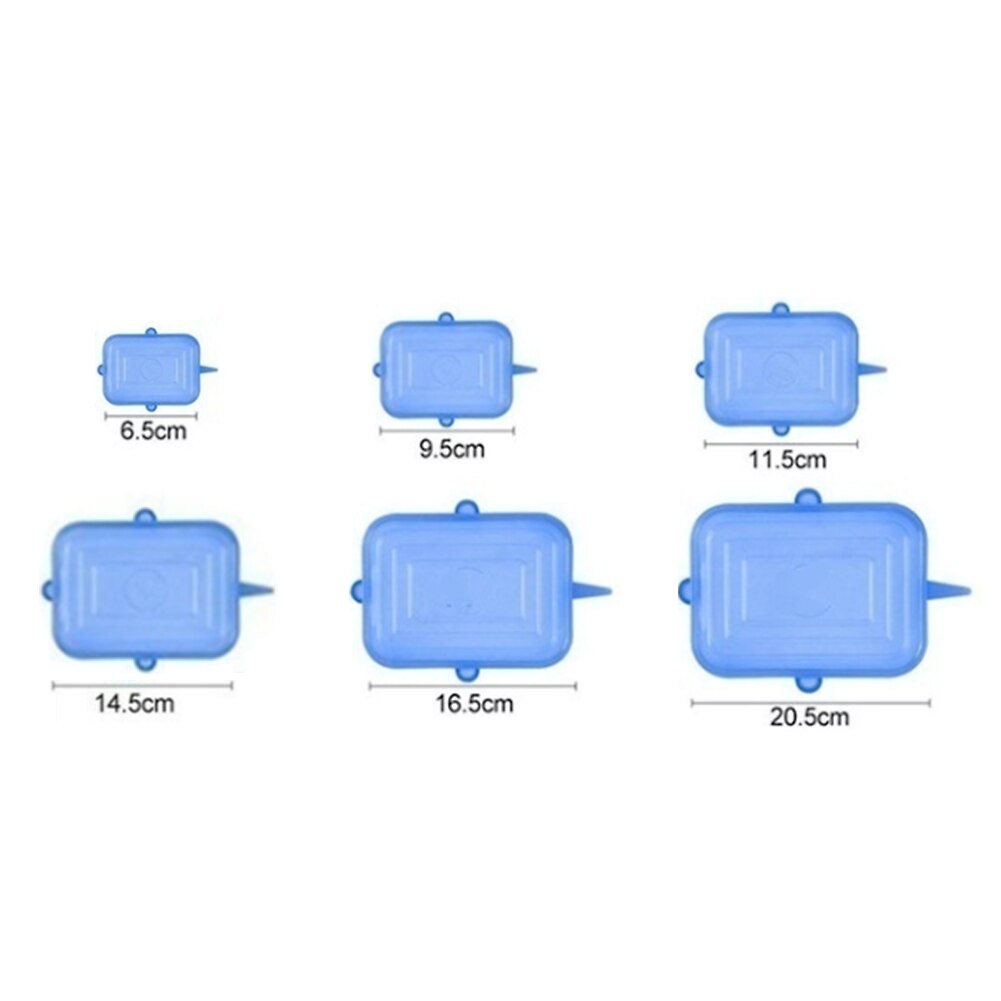 Portable Silicone Stretch Lids Practical Multi-functional Durable Cookware Reusable Pan Bowl Pot Food Fruit Fresh Seal Cover: 6pcs B
