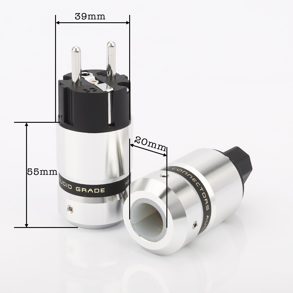 Hi-end audio-stekker aluminium metaal rhodium geplateerd eur euro schuk-stekker