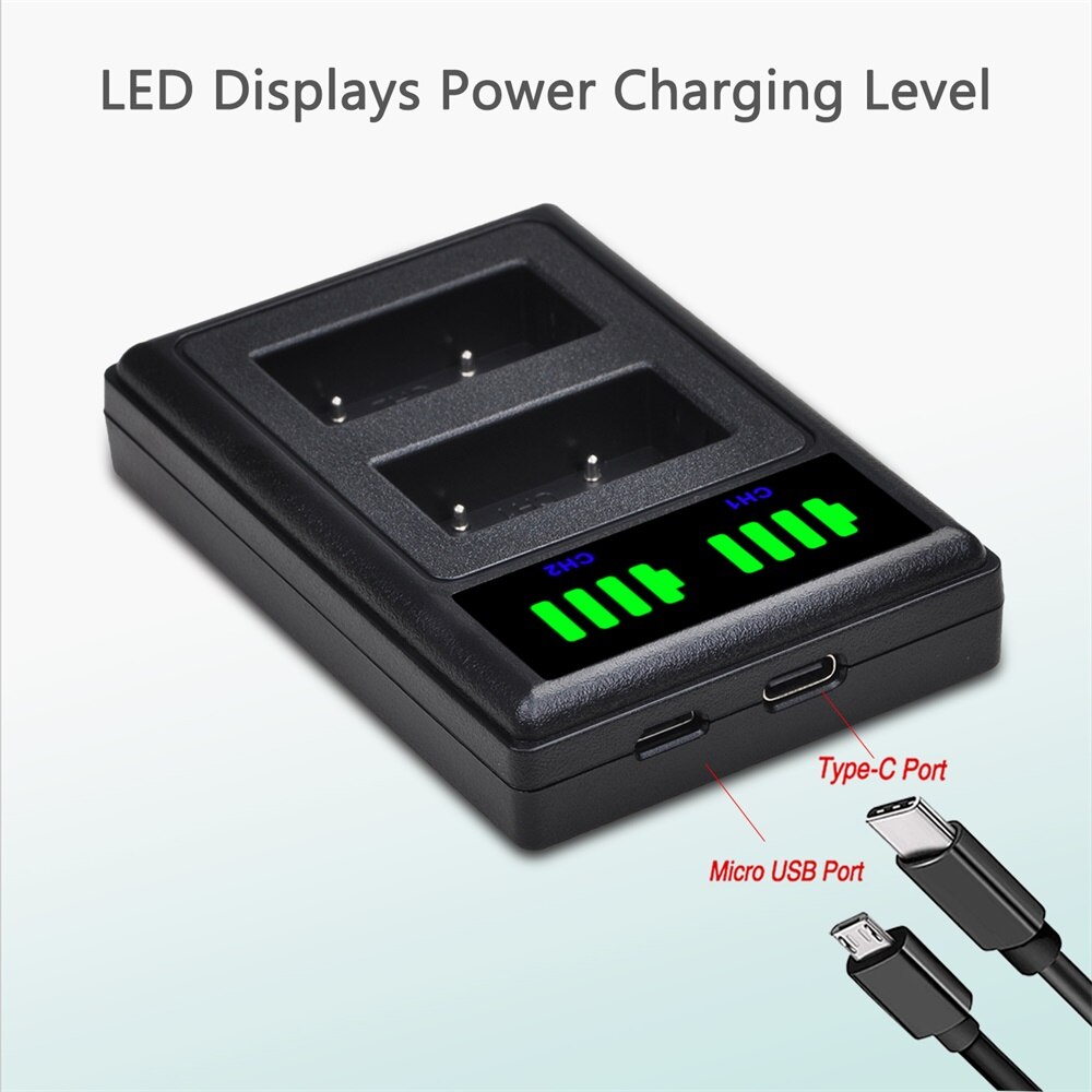 4Pcs NB-2L NB-2LH NB 2L NB2LH battery + LED Dual USB Charger Type C for Canon EOS 400D S80 S70 S50 S60 350D G7 G9 Rebel XT XTi