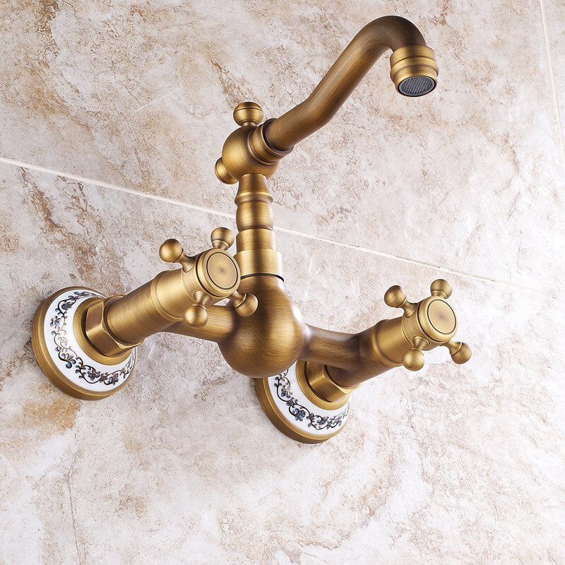 Antieke Messing Kraan Wall Mount Badkamer Wastafel... – Grandado