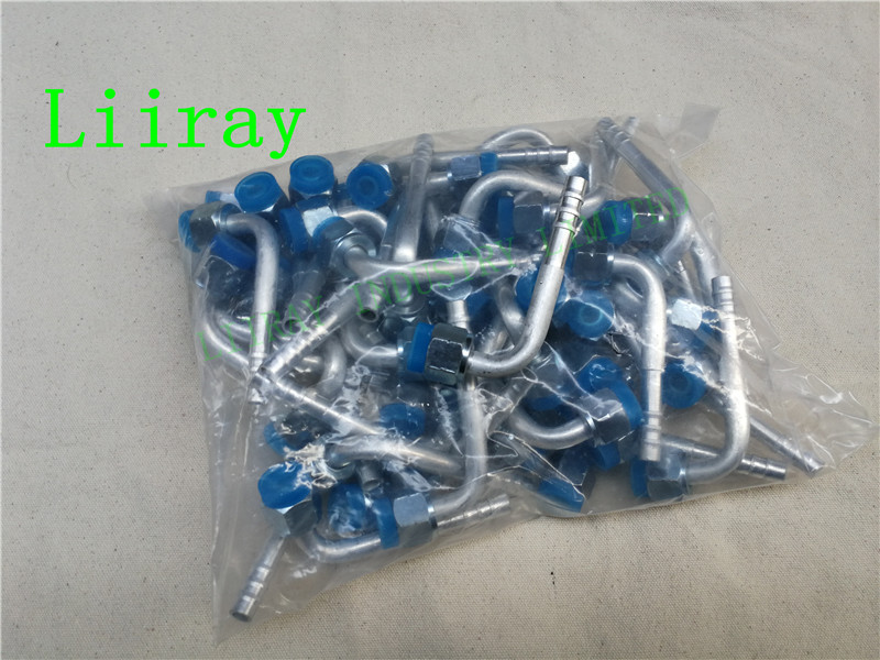 AUTO AIR CONDTIONER AC ALUMINIUM FITTING 3/8 M16*1.5 ELBOW 90 DEGREE R134 GROOVE TYPE