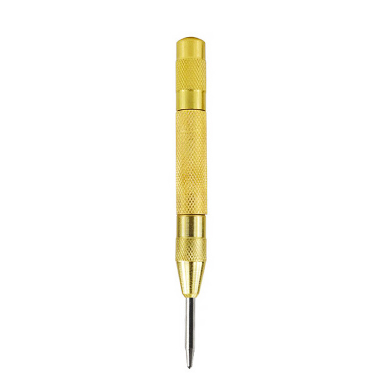 Punzón central automático, taladro de Metal General para carpintería, herramientas manuales de punzón automático con resorte ajustable para Metal y madera: Plata