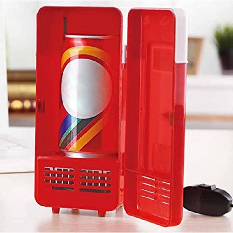 Mini rødt usb køleskab køligere drik drikke dåser køligere / varmere køleskab til bærbar pc computer