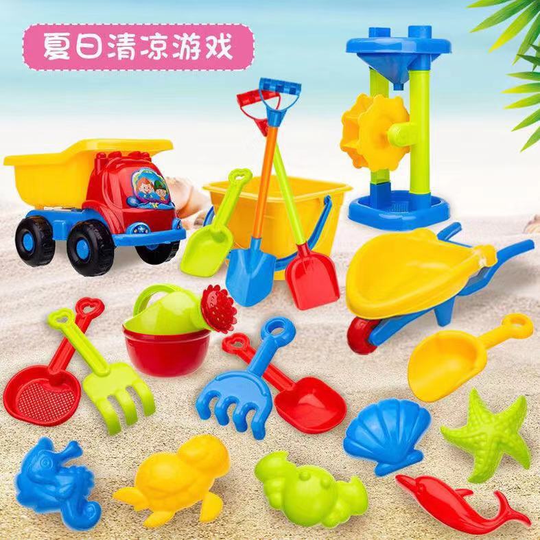 Børn strand legetøj combo børns spatel sand filter tønder klit buggy opmudring stor størrelse værktøjsfabrikanter direkte sellin