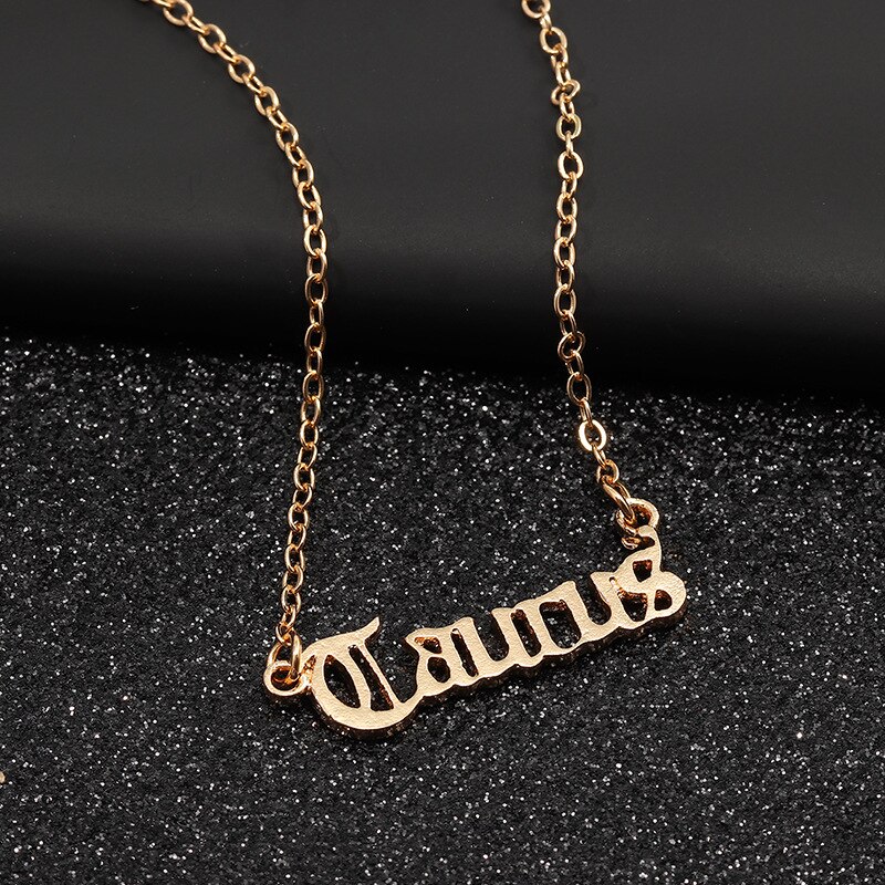 Zodiac Alphabet Necklace Creativity European Girls Twelve Constellation Alloy English Letter Necklaces Jewelry For Women: NZ1526Taurus