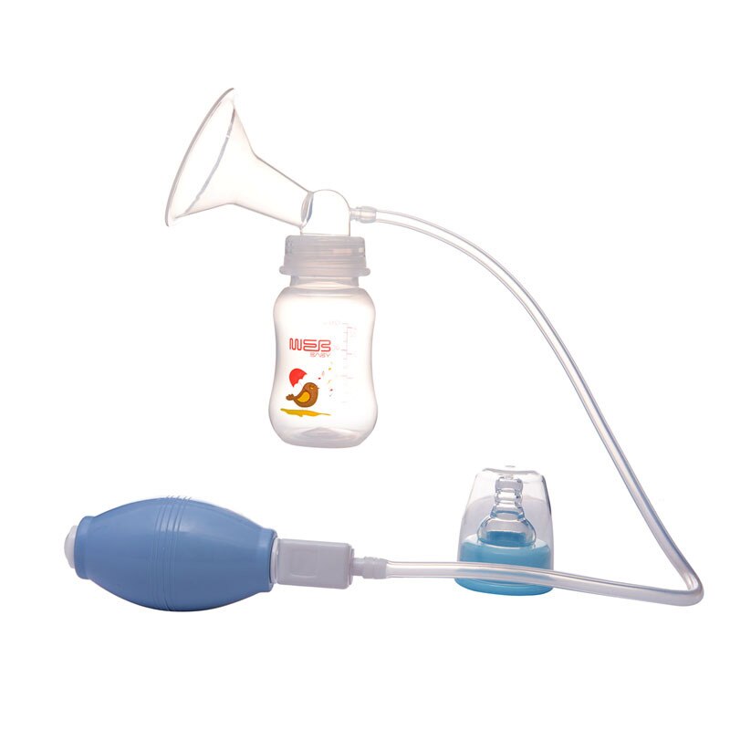 Handkolf Melk Pomp Melkmachine Melk Extractor Eenvoudige Sferische Borstkolf Met Fles Babyvoeding: Blue breast pump