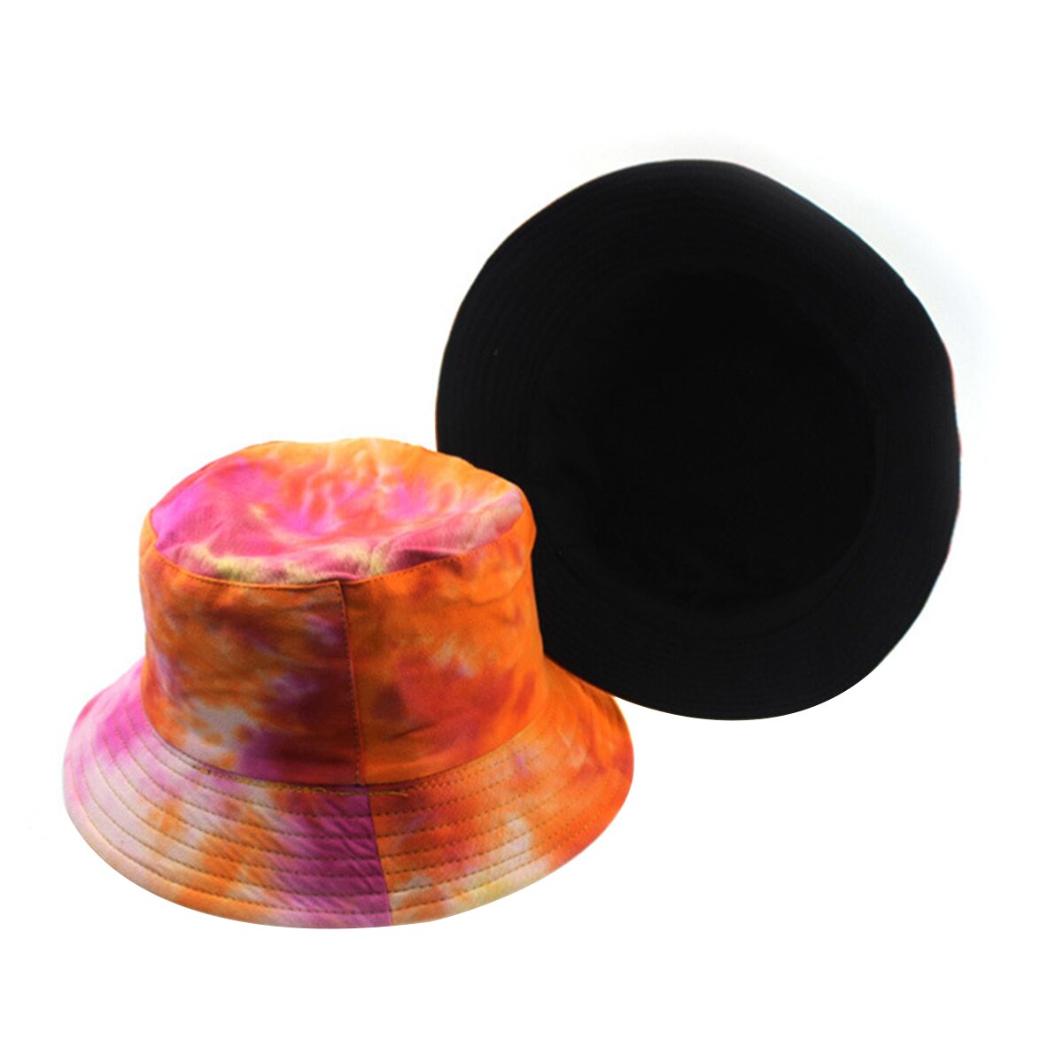 Unisex Hip Hop Cotton Reversible Bucket Hat Tie-dye Print Wide Brim Sun Boonie Caps Casual Fishman Hat