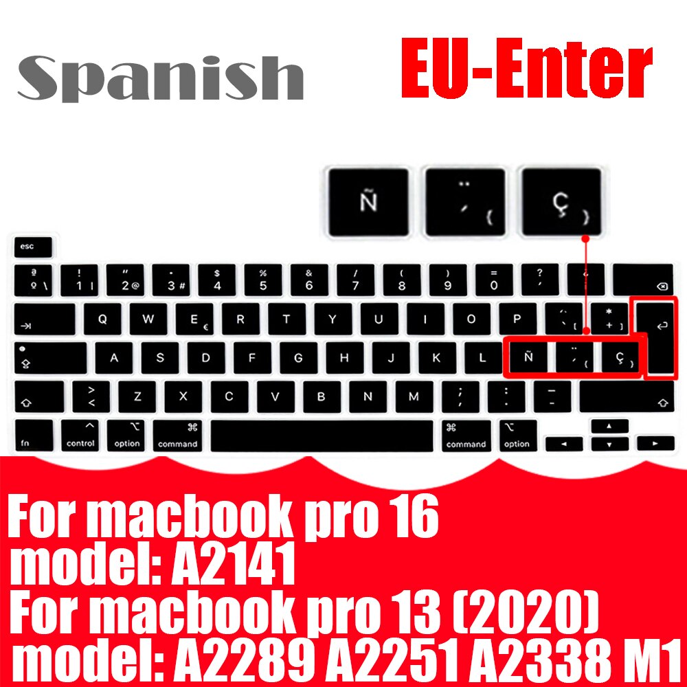 Z ñ hiszpańska osłona klawiatury Protector dla Macbook Air13 A2337A2179 dla Macbook Pro13 A2338A2289 A2159 klawiatura folia ochronna: EU Pro13 1516 2020