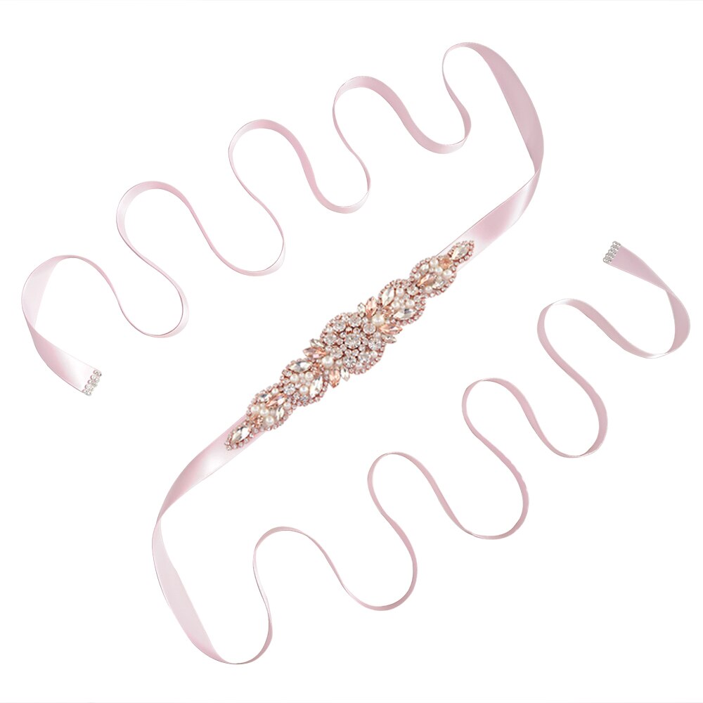 TRiXY S426 Rhinestone Belt Stunning Bridal Belt Rose Gold Diamond Belt Wedding Belt Crystal Wedding Sash Woman Sash Belt: pink