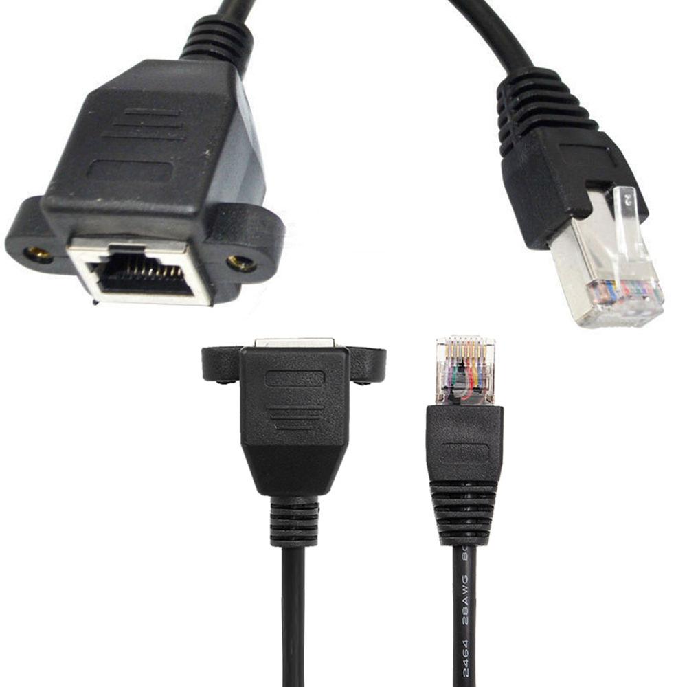 Alta cantidad 30cm 60cm montaje de red macho a hembra tornillo Panel de Ethernet RJ45 Cable de extensión LAN