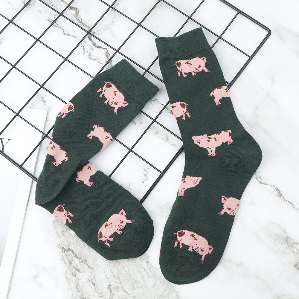 1 Pair Lovely Pig Animal Pattern Women Cartoon Cotton Socks Casual Soft Short Ankle Sock Lady Comfortable Short Sock