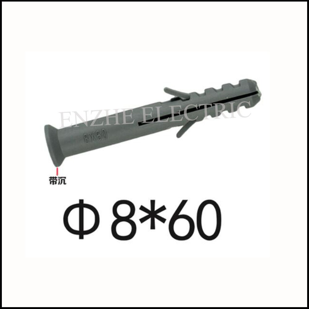 gray PE self-tapping screw plastic expansion tube M8x50mm M8x60mmnylon column expansion screw wall plug rubber stoppe: M8x60mm